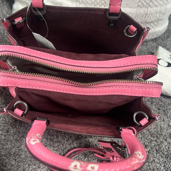 New with tags Coach Pink Satchel with Floral Accents - Picture 12 of 16